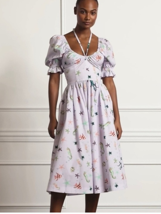 Hill House Dresses & Skirts - Hill House The Ophelia Nap Midi Dress Lavender Purple Fish Ocean Print Size S